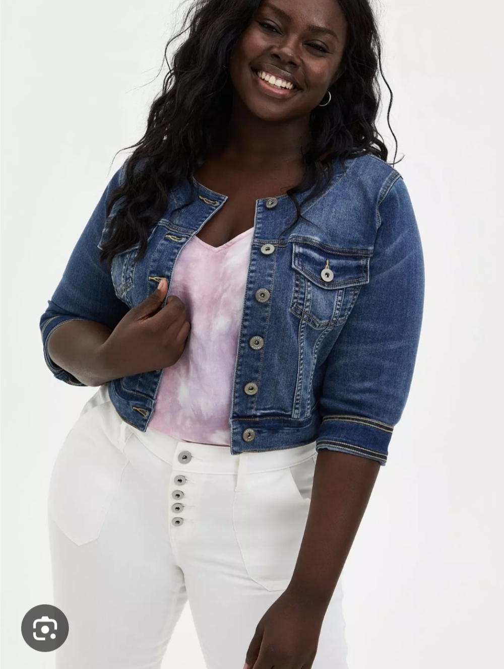 Torrid Sz 2 Classic Blue Denim Jacket - Cropped Button Front